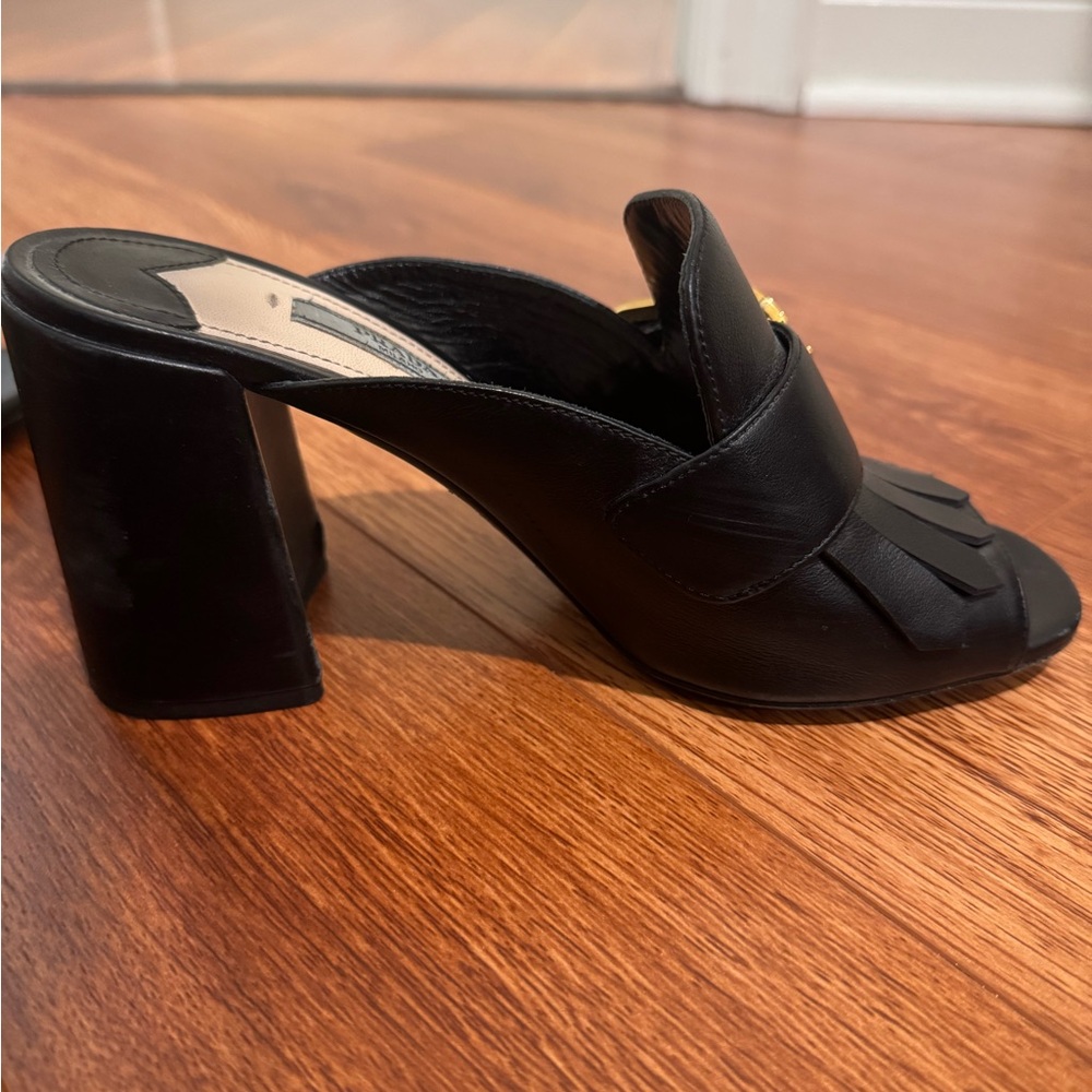 Black Leather Women's Mules Prada
